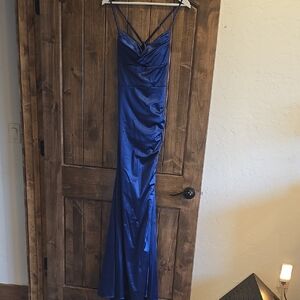 Elegant Blue Satin Dress